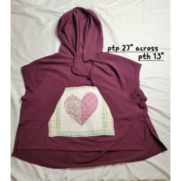 Plus size reworked quilt pocket upcycled hoodie size 20 repurposed - Picture 1 of 7